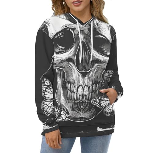 Sweat à capuche papillon squelette en taille S contre le froid