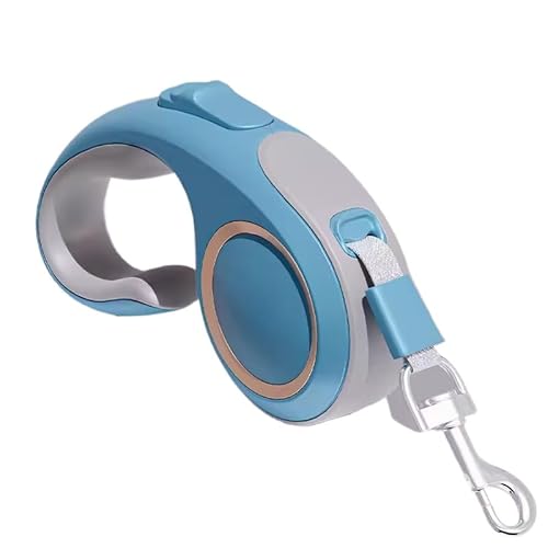 WEZANHI 伸縮式犬用リード、ロング、自動巻き、テディベア用、屋外用、LEDライトリング付き、長さ3m/5m、ホワイト、ブルー、グレー、パープル