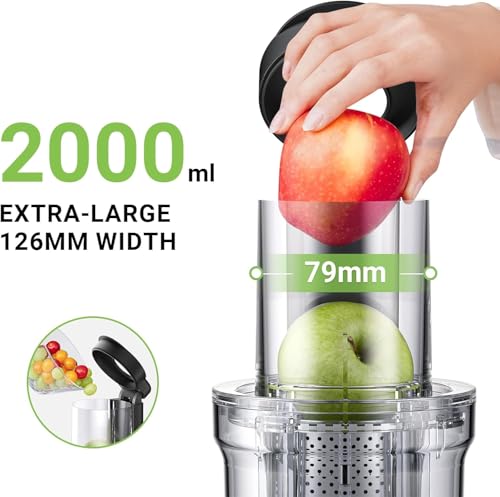 Image of AMZCHEF Cold Press Juicer, Juicers Machines - 3.2 inch Large Feed Chute for Whole Fruits & Vegetables, Stainless Steel Slow Masticating Juice Easy to Clean, Large Auger, Double Strainers