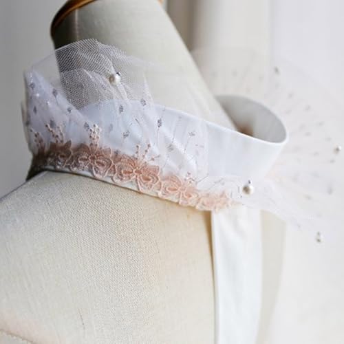 Elegant Kimono Collar Accessory Ruffle Lace Pearls Beaded Japanese Dress Cores Collar Lining Kimono Belt For Womens Robe3