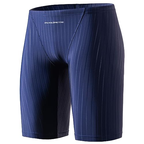 Image of MY KILOMETRE Men's Swimsuit Jammer Solid Swim Jammers Endurance Long Racing Training Swimsuit