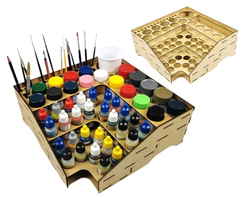 HobbyHold Soporte rectangular de 3 niveles para pintura y pinceles, organizador de maquetas, organizador modular para modelismo, estante de pintura para pinturas, pinceles, soporte para herramientas y