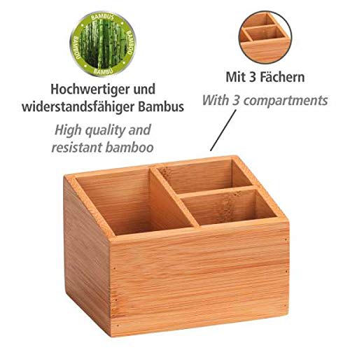 Amazon.com - WENKO Terra Bamboo Organiser Box with 3 Compartments - Storage  Box, Bathroom Basket, Bamboo, Brown, Bambus 3 Fcher, 12 x 8 x 9 cm