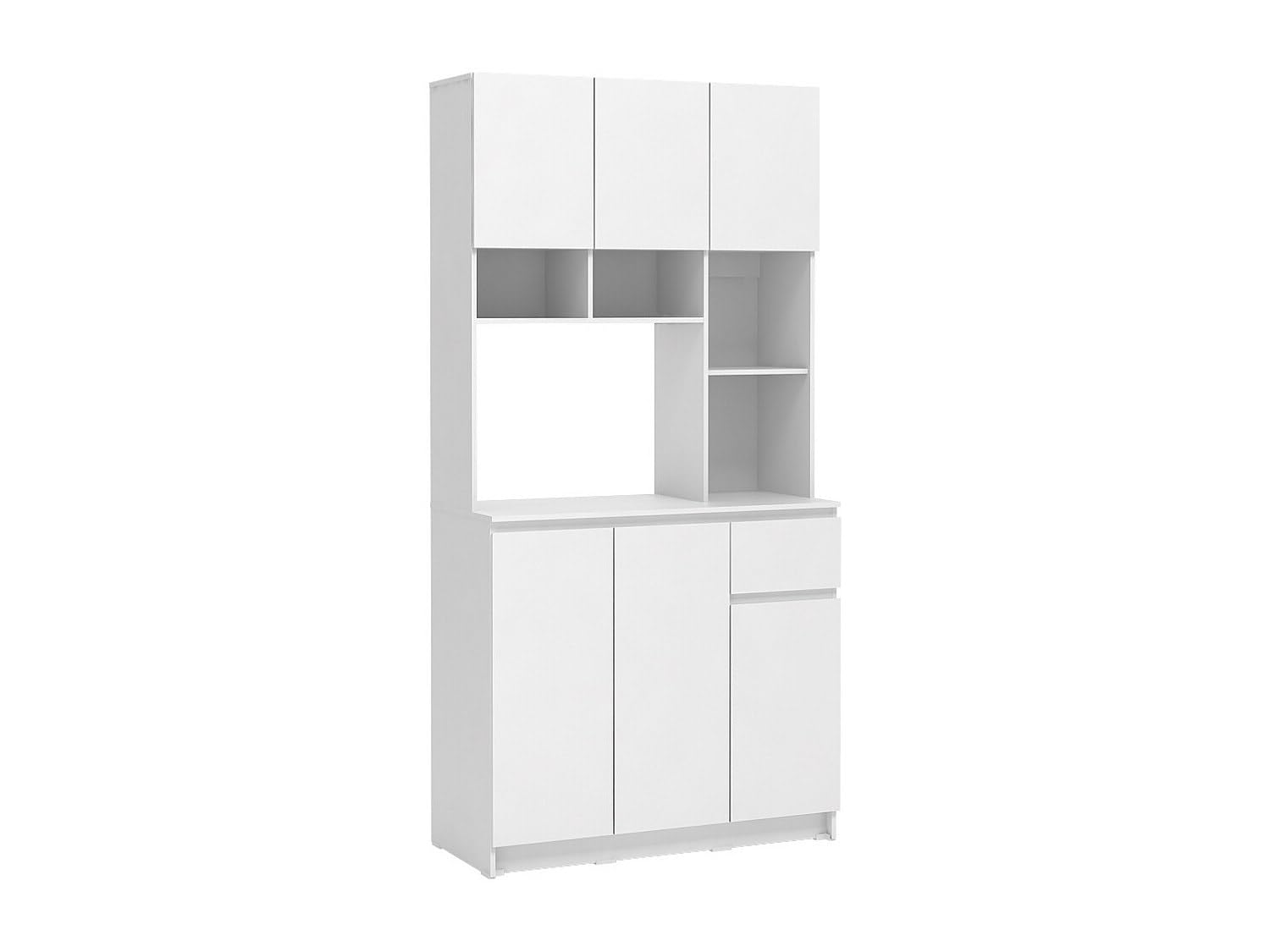 Vente-unique - Küchenbuffet mit 6 Türen, 1 Schubladen & 5 Regalfächern - Weiß - NIZALI