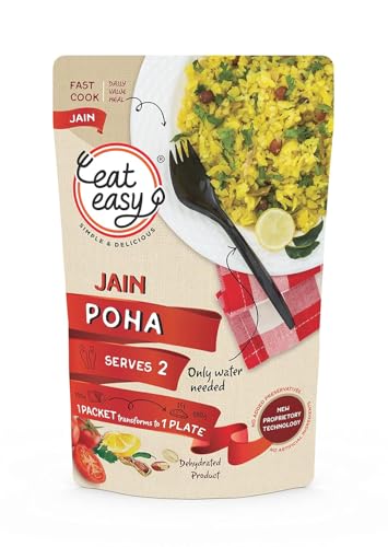 Image of Eat Easy Jain Breakfast Combo - Ready to Eat Instant Breakfast | (4 travel packs-2 poha 2 upma) | No Onion No Garlic | Just Heat And Eat | Instant Jain Food for Travel, Hostel, Trekking, Camping, Hiking