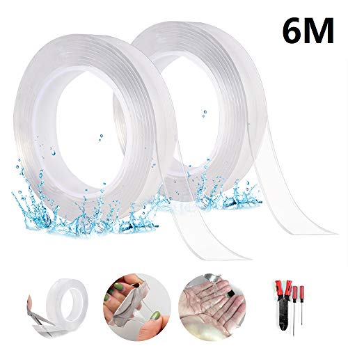 Preisvergleich Produktbild GOLDGE 2x3M Doppelseitiges Klebeband Spurlos Klebeband Transparent Wiederverwendbar Klebeband Recycelbar Entfernbares Klebeband