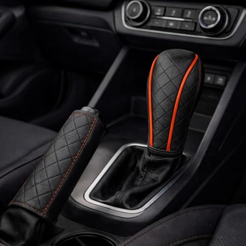 Image of YOURKARTS.COM Car Gear Knob Cover & Handbrake Cover Set - Premium Material, Stylish Gear Handle & Brake Non Slip Waterproof Gear Shift Protector Universal Fit for car | Car Interior Accessory