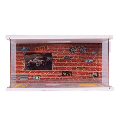 Vitrina de aparcamiento para coleccionables de automóviles en miniatura 1:32 con iluminación LED nocturna 2
