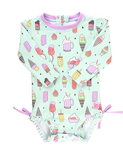 Image of RuffleButts® Baby/Toddler Girls Long Sleeve One Piece Swimsuit with UPF 50+ Sun Protection