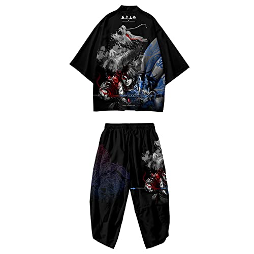 Tops de manga 3/4 y pantalones cortos holgados de estilo japonés