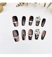Long Luxury & Custom Fake Nails 3D Handmade Reusable False Nails, Hand-Painted Nails Design by Pr...