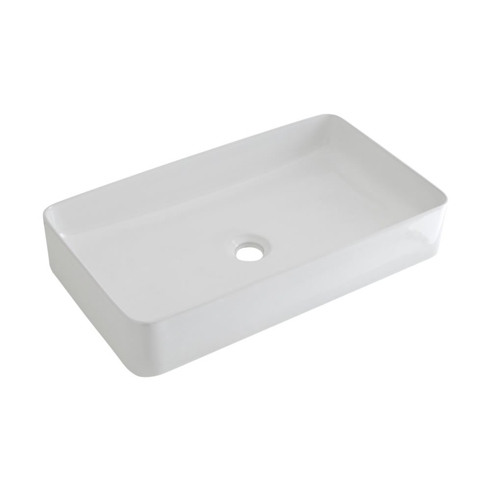 Milano White Rivington Ceramic Countertop Bathroom Basin Sink - 600Mm X 340Mm