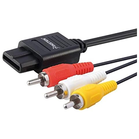 Insten AV Composite Cable compatible with Nintendo 64 N64 / GameCube GC / Super Nintendo SNES, Black Cover