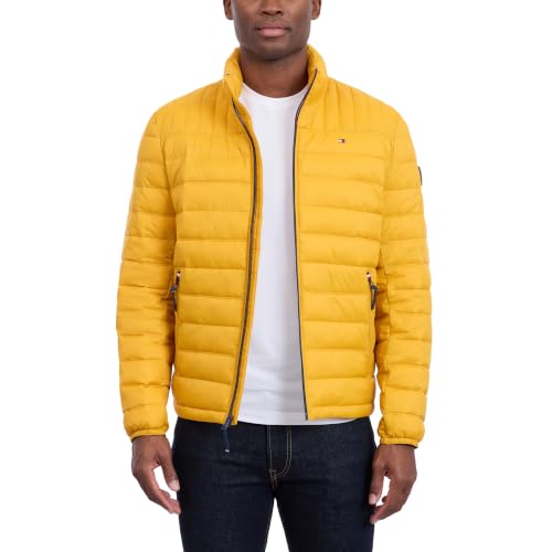 Image of Tommy Hilfiger Mens Embroidered Logo Puffer Jacket