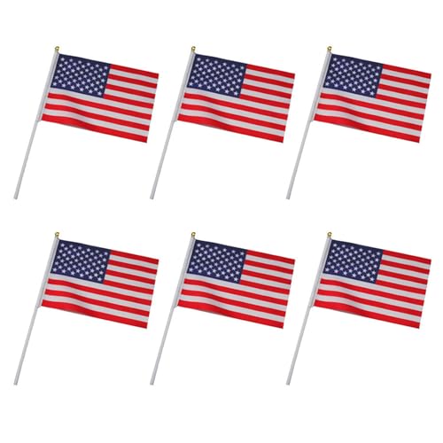 Lot de 6 petits drapeaux à main pour montrer vos drapeaux américains