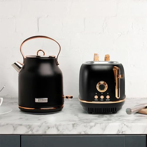 Haden Heritage 2 Slice Wide Slot Stainless Steel Toaster Bundled with 12 Cup Programmable Drip Coffee Maker Coffee Machine, Black & Copper - Thumbnail 7