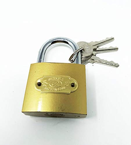 Excel Impex Brass Padlock with Keys Outdoor & Indoor Use| Tackle Boxes| lockers| Gates| Storage Locks- 30mm with 3 Keys