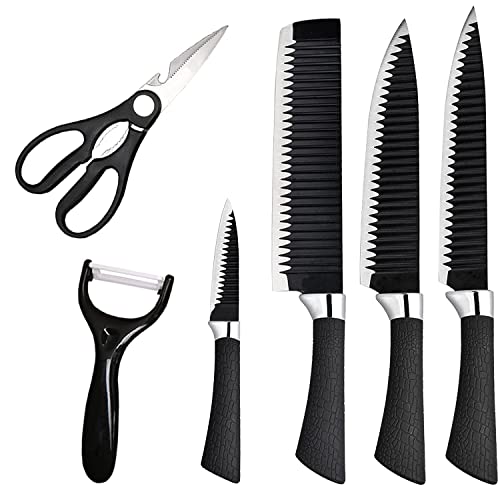 Image of SHOPPOFOBIX 6 Pcs Non-Stick Knife Set for Kitchen, Professionals, Chef, Super Sharp high Carbon Stainless Steel Material, Ergonomic Soft Grip Handle - Kitchen Cutlery Knives Set