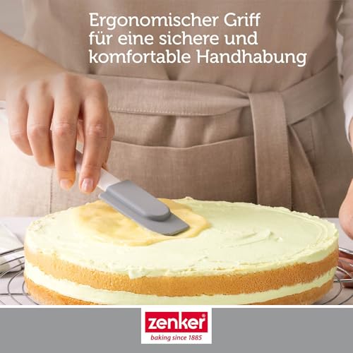 Zenker Silikon Teigschaber Pure Elegance – 21 cm, Ergonomischer Griff, Hitzebeständig bis 230°C, Spülmaschinengeeignet, zum Glattstreichen und Ausschaben von Teig Creme und Co., Designed in Germany