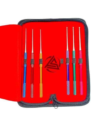 Snake Probes Kit - 6 Pieces - Ball Tip, Color-Coded Knurled Handles, Gender Detection Snake Probing Tools - Veterinary German Stainless Steel Instruments