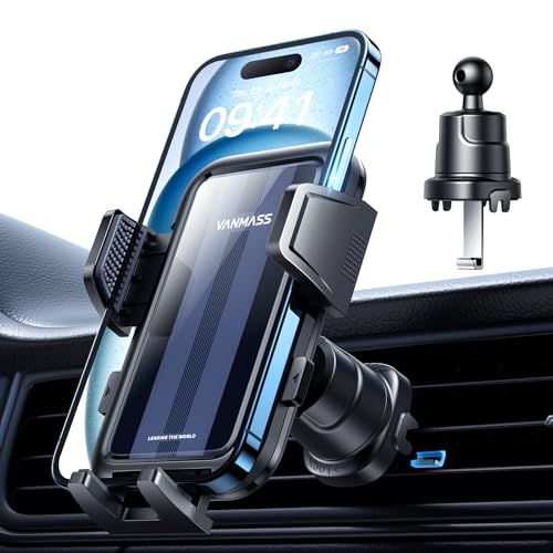 VANMASS Handyhalterung Auto Lüftung【2025 Stärkster Lüftungshaken】 Handy Halterung Auto Militär-Klasse Kfz Handyhalterung Universal Autohalterung für iPhone 17 Pro Max/17 Air/16/15/14 Samsung S25 usw