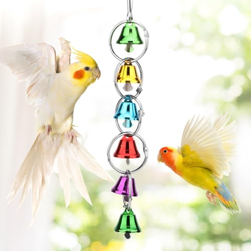 Image of Hypeety Parrot Chew Toys Swing Colorful Bells Chandelier Bird Hanging Toy Parrot Cage Craft Toys Cages African Grey Conure Cockatiel Hanging Bell C