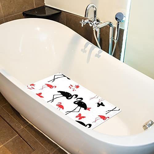 Tapis de sécurité doux avec silhouette de flamant rose pour baignoire sûre