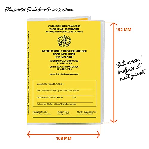 Impfpass Hülle alter Impfpass 109 x 152 mm [3 Stück] Schutzhülle DIN A6 Impfpasshülle für Impfausweis alt transparent klar