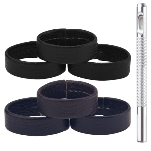 Photo de Gosknor 6pcs Cuir Véritable Passants de Ceinture, 3,1/3,2/3,3cm Cuir de Vache Loop Keeper avec Poinçon 4mm Support Sangle Anneau Bande pour Ceintures/Sangles 2,8 à 4cm Large
