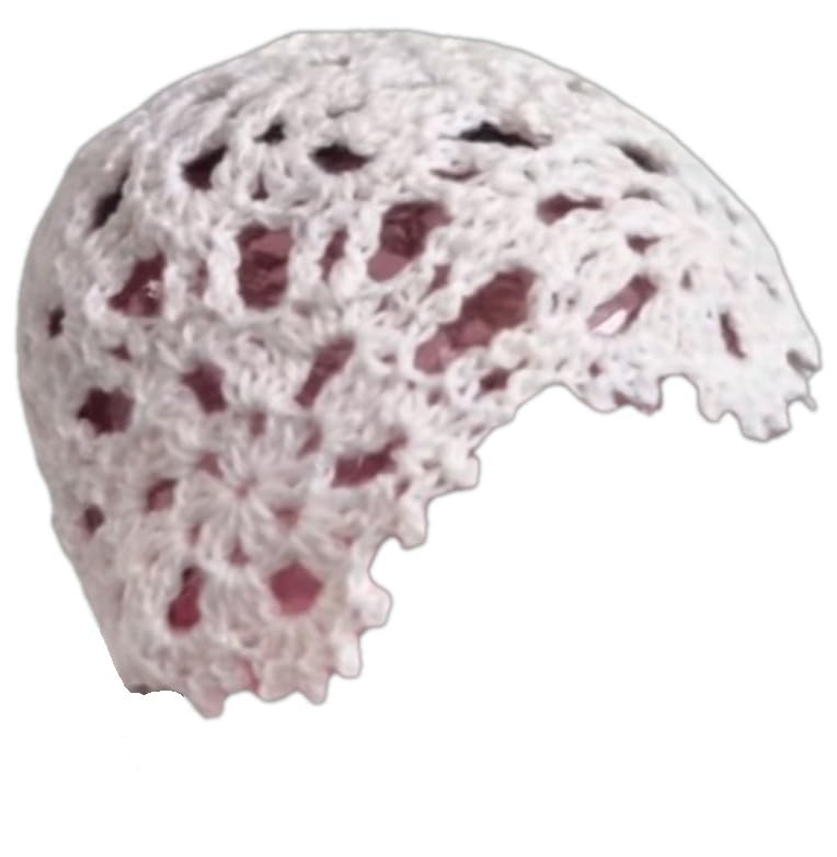 Handmade Crochet Beanie Cap, White, Floral Design, One Size Fits All, for Teens and Adults-image-36
