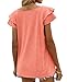 OFEEFAN Womens Spring Tops Loose Fit Ruffle Sleeve V Neck Tshirts for Women Dressy Casual Coral L