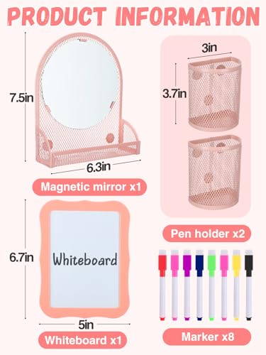 Image of ANPHSIN 12Pcs Metal Magnetic Locker Accessories Decor for Girls, Pink