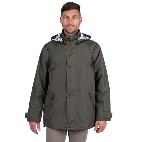 Chubasquero impermeable largo Breizh Ocean Auray de color azul marino y rojo