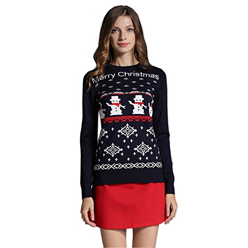 Women's Ugly Reindeer Christmas Sweater Jumper, Cute Girls New Year Crew Neck Knit Xmas Pullover