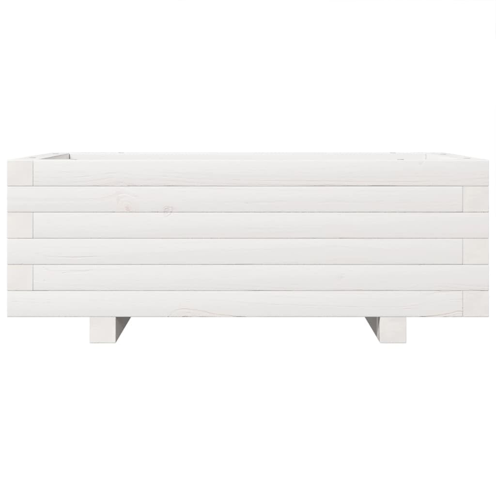 Donica ogrodowa biala 70x40x26,5 cm lite drewno sosnowe duza donica na kwiaty warzywa ziola na taras balkon ogrod