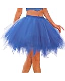 Womens Tutu Skirt Layered Tulle Dance Tutu Elastic Ballet Skirt Short Vintage Puffy Tutu Royal Blue Small-Medium