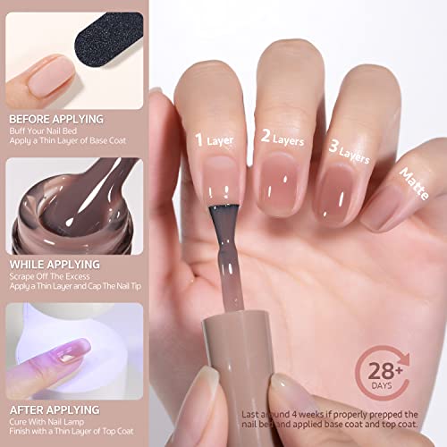 Gaoy Jelly Brown Gel Nail Polish Of 6 Transparent Nude White Dark Red Colors Sheer Gel Polish Kit For Salon Gel Manicure And Nail Art Diy At Home #TOP4