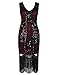 PrettyGuide Women's 1920s Gatsby Sequin Art Deco Fringed Cocktail Flapper Dress S Burgundy