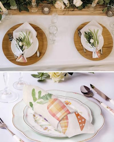 Servilletas de tela beige cuadradas set x4 miniatura 3