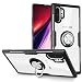 Galaxy Note 10+ Plus/5G Case, Samsung Galaxy Note 10+ Case, Carbon Fiber Design Anti-Fingerprints Crystal Clear Cover with Rotation Finger Ring Kickstand [Work with Magnetic Car Mount],Black