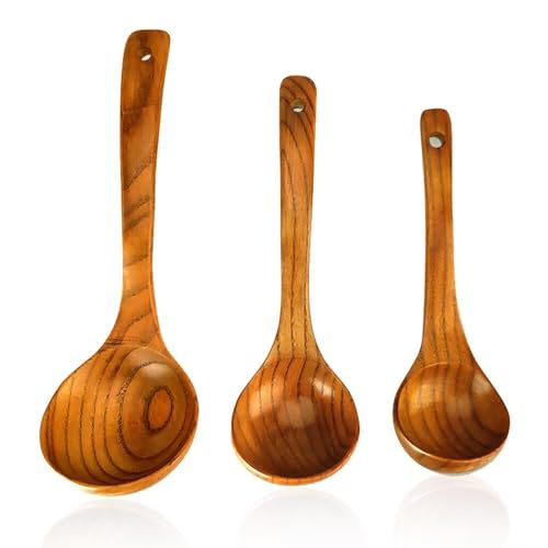 Renawe 5841503785 Large Soup Ladel Wood Spoons For Cooking Serving Spoon Ladles Wooden Cooking Spoon Long Handle Mixing Spoon Ladle cover