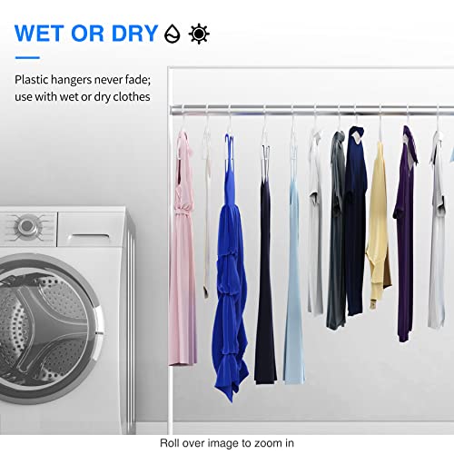 Sehloran Plastic Hangers 50 Pack,Space Saving Notched Hangers, Space Saving Slim Hangers, Heavy Duty Clothes Hanger For Coats,Pants,Dress,Shirts,White&Black,Made In Usa #TOP6