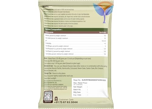 Image of Utkarsh Karanj Cake | Pongamia Cake Khali | Organic Fertilizers Manure for Gardening, All Types of Plants, Flowers, Vegetables & Lawn- (1.8 Kg; Pack of 2 of 900 gm)