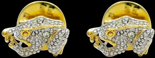 Image of Set of 2 Brooch Lapel Pins With Rhinestones