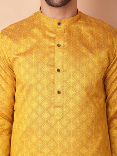 Image of Jompers Silk Men's Regular Fit Woven Design Kurtas