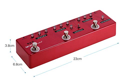 Moskyaudio Multi Effects Pedal Buffer + Booster + Overdrive + Distortion + Chorus + Delay Effects 6 Effects Pedal In 1 Unit (Dc5) #TOP1