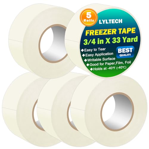 LYLTECH White Freezer Tape 5 Rolls 3/4 in x 33yd