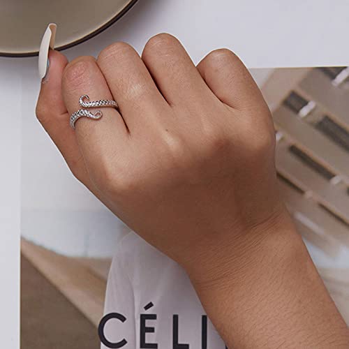 Bague Ouverte en Argent 925 style Feng Shui et anneau de tentacule de poulpe réglable pour homme