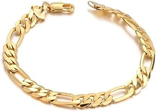 PULABO Men's Bracelet 18K Gold Plated Bracelet Unisex Gift for Husband Boyfriend Punk Cuban Link Chain Bracelets Exquisite Stainless Steel