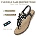 ulogu Black Thong Flat Sandals Women Comfortable Dressy Cute Summer Shoes T-strap Ladies Beach Flip Flop Flower Rhinestone Vacation Fashion Casual Sandalias Para Mujer elegantes De Verano Size 7.5